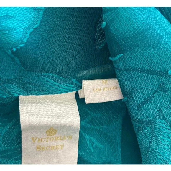 Vintage Victoria's Secret Pajama Set Pants Top Gold Label Leaf Sheer Green M - Picture 4 of 5